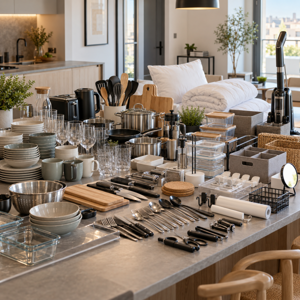 Essentiels d’un intérieur moderne organisés